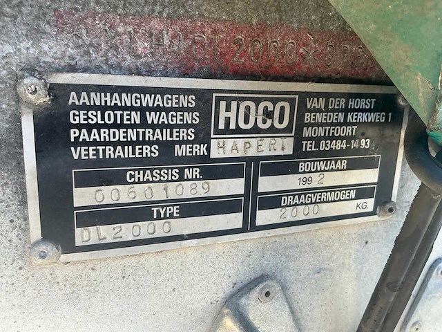 1992 hapert dl2000 aanhangwagen - afbeelding 9 van  11