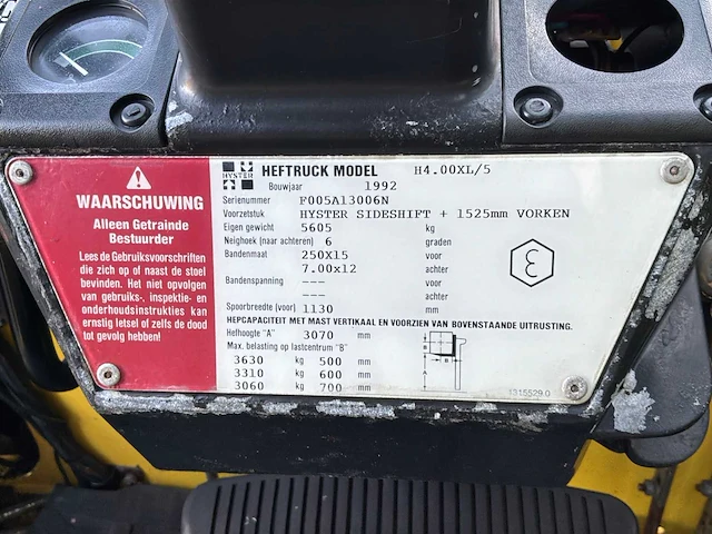 1992 hyster vorkheftruck - afbeelding 7 van  15