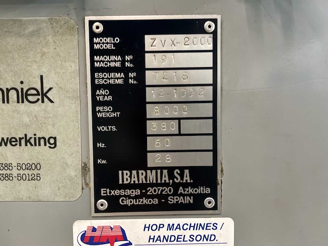 1992 ibarmia (8) zvx-2000 cnc bedfreesmachine / verticaal bewerkingscentrum - afbeelding 11 van  24
