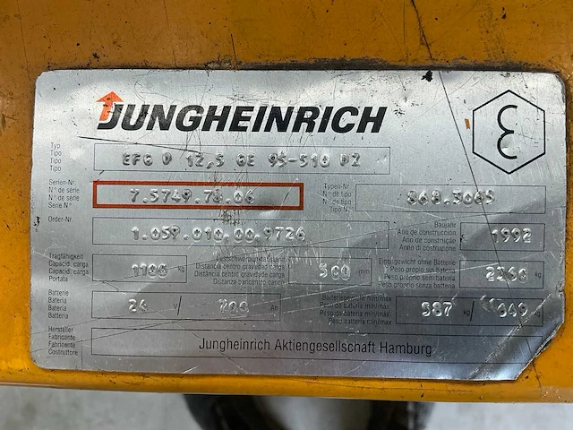 1992 jungheinrich efc 12.5 vorkheftruck - afbeelding 5 van  13