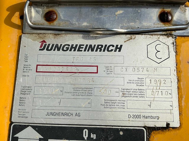 1992 jungheinrich tfg 15 vorkheftruck - afbeelding 3 van  5