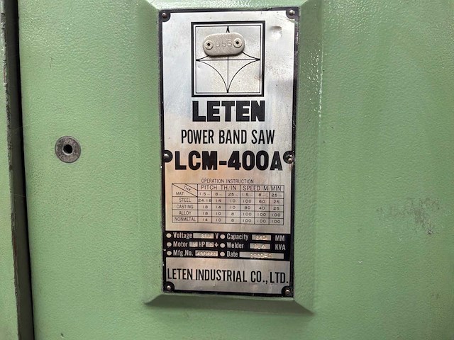 1992 leten plcm-400a verticale bandzaagmachine - afbeelding 7 van  9