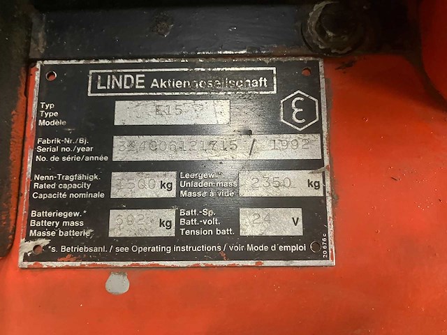1992 linde e15 vorkheftruck - afbeelding 3 van  11