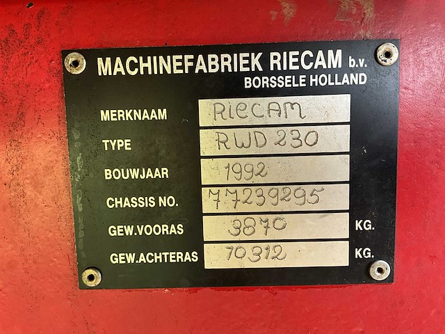 1992 riecam rwd 230 aardappelrooier - afbeelding 56 van  63