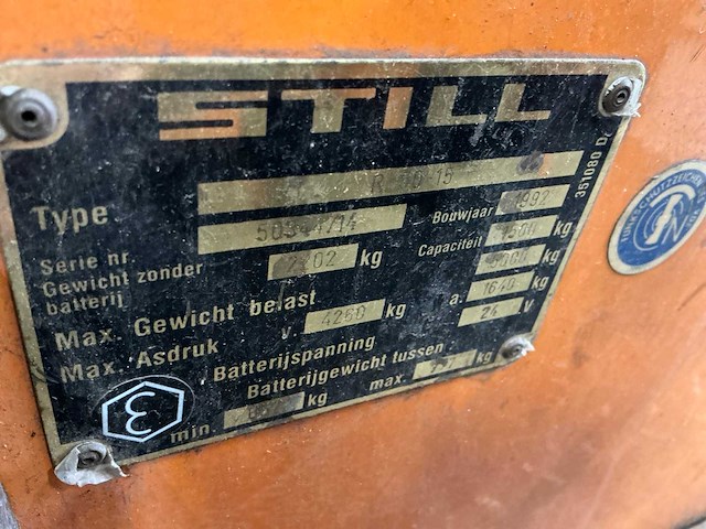 1992 still r50-15 vorkheftruck - afbeelding 16 van  18