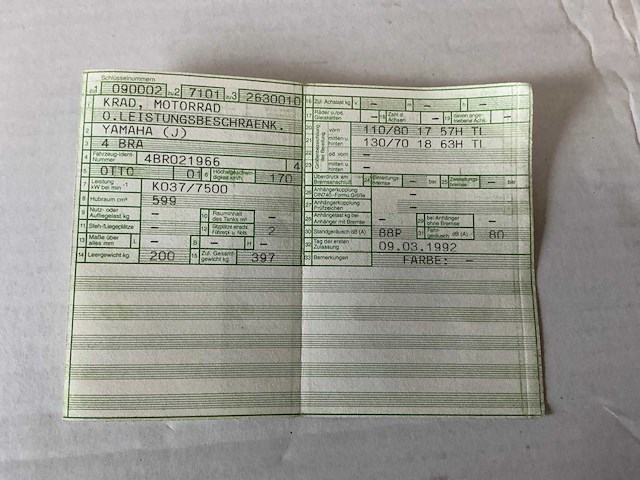 1992 yamaha xj600s motorfiets - afbeelding 10 van  21