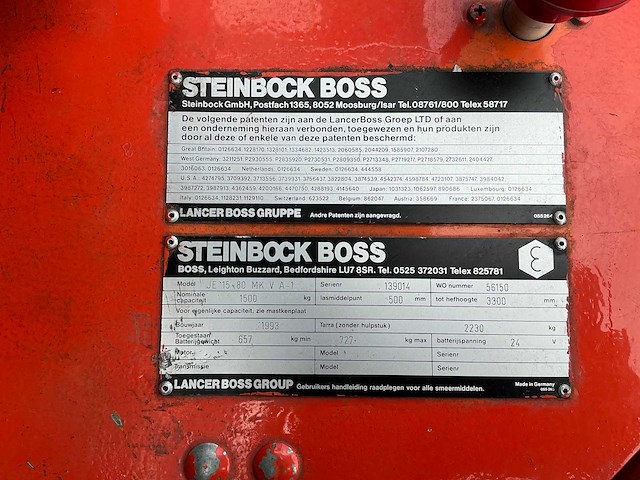 1993 boss je 15-80 mk v a-1 vorkheftruck - afbeelding 13 van  13