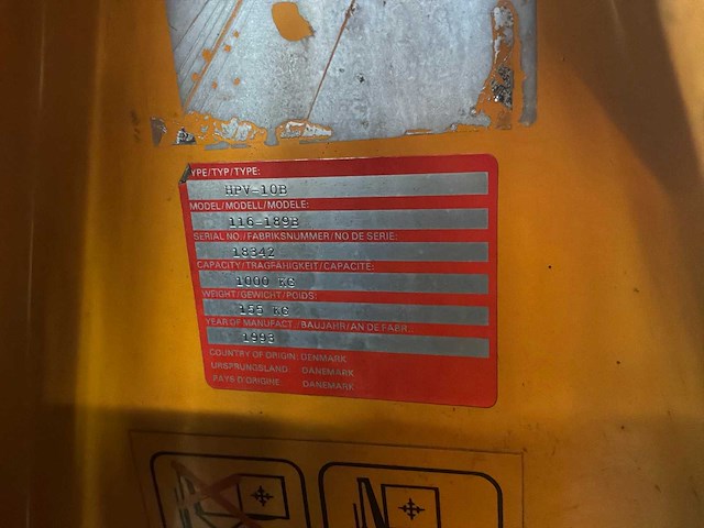 1993 bv 116 hand hydraulische hoogheffer - afbeelding 5 van  5