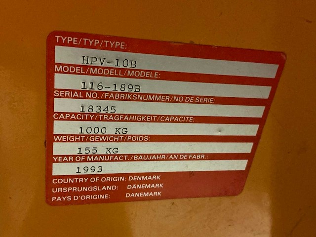 1993 bv hpv-10b hand hydraulische palletwagen - afbeelding 7 van  7