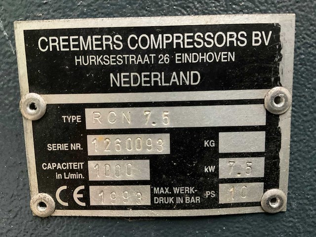 1993 creemer rcn 7.5 luchtcompressor - afbeelding 14 van  15