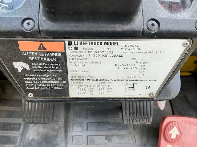 1993 hyster h6.00xl vorkheftruck - afbeelding 13 van  21