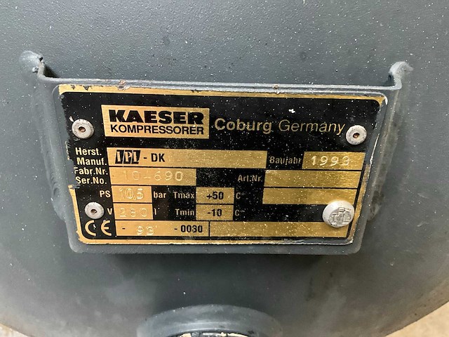 1993 kaeser sm11-tb13-280 luchtcompressor - afbeelding 2 van  10