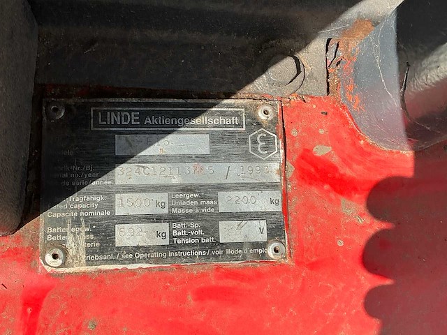 1993 linde e12 vorkheftruck - afbeelding 5 van  15