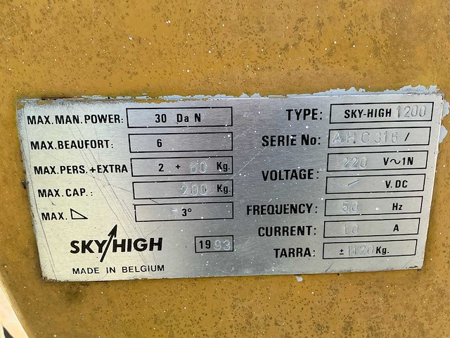 1993 sky high 1200 - knikarm hoogwerker - afbeelding 13 van  20