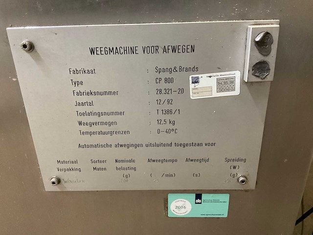 1993 spang & brands cp 800 12 kops zak weegmachine - afbeelding 4 van  8