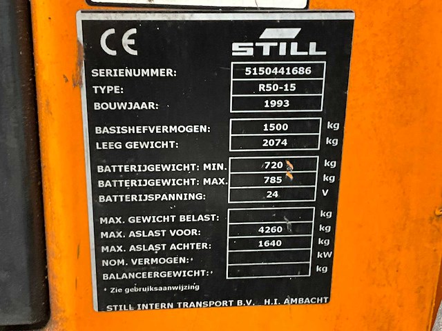 1993 still r50-15 vorkheftruck - afbeelding 14 van  21