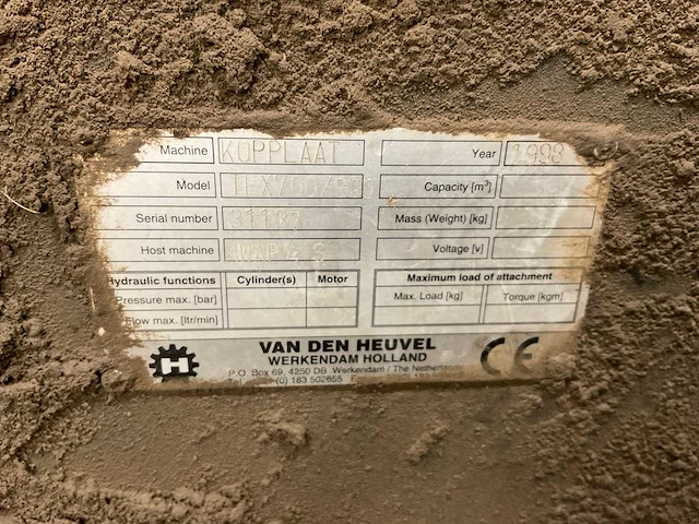 1993 van den heuvel tex700/800 hydraulische breekhamer - afbeelding 7 van  7