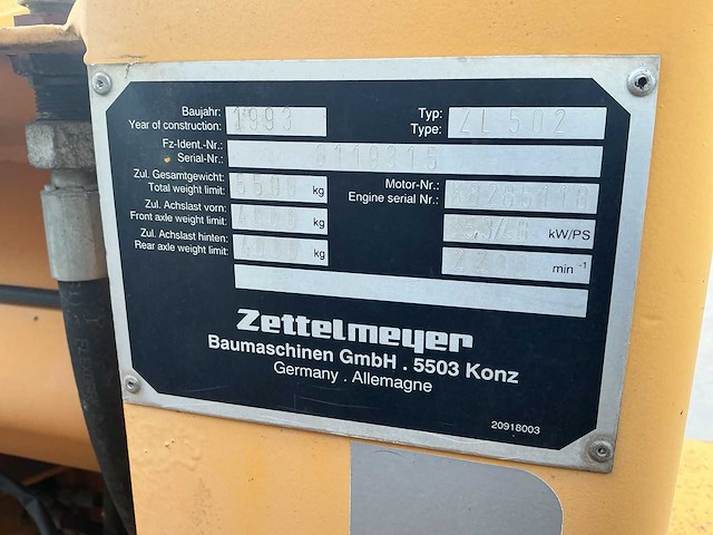 1993 zettelmeyer zl502 shovel - afbeelding 9 van  17