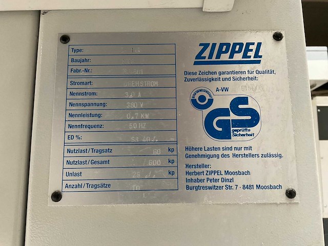 1993 zippel zm103 industrieel opslagsysteem - afbeelding 4 van  5