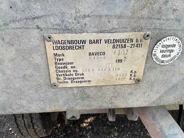 1994 baveco g43-5 aanhangwagen - afbeelding 7 van  18