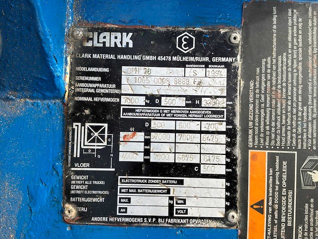 1994 clark dph 70 vorkheftruck - afbeelding 11 van  19