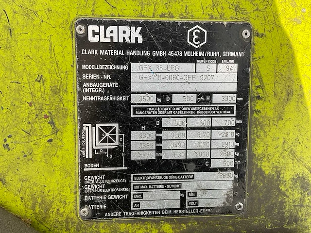 1994 clark gpx 35lpg vorkheftruck - afbeelding 20 van  27