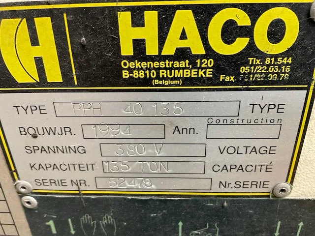 1994 haco pph 40 135 kantbank - afbeelding 13 van  13