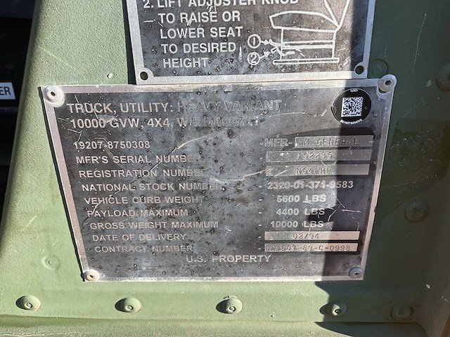 1994 humvee m 1097 a1 legervoertuig - afbeelding 8 van  22