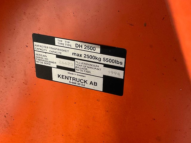 1994 kentruck dh 2500 hand hydraulische palletwagen - afbeelding 3 van  3