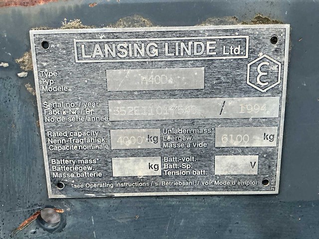 1994 linde h40d vorkheftruck - afbeelding 10 van  16