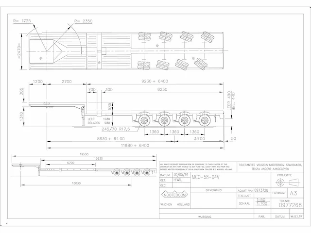 1994 nooteboom mco-58-04v telescopic 4-assige hydraulisch gestuurde dieplader – 44.000kg - afbeelding 8 van  16