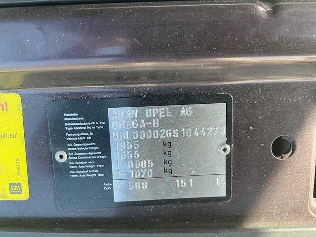 1994 opel omega 2.0i-16v gl personenauto - afbeelding 18 van  26