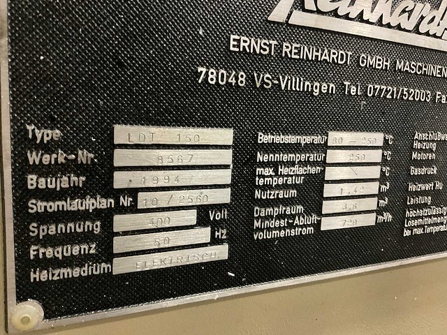 1994 reinhardt ldt 150 droogoven - afbeelding 3 van  14