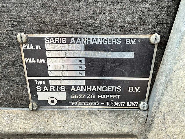 1994 saris fb3020r tandemas aanhangwagen wl-07-pg - afbeelding 7 van  13