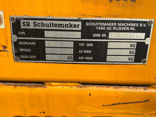 1994 schuitemaker rapide 125 opraapwagen - afbeelding 6 van  15