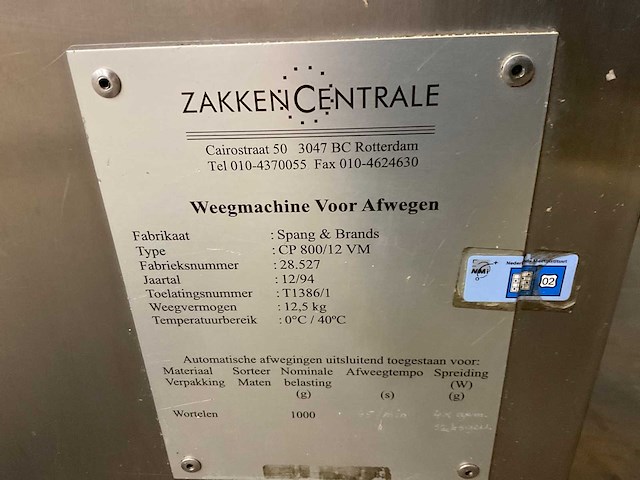 1994 spang & brands cp800/12 vm 12 kops zak weegmachine - afbeelding 12 van  12