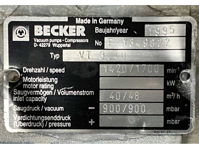 1995 becker vt 3.40 vacuümpomp - afbeelding 5 van  5