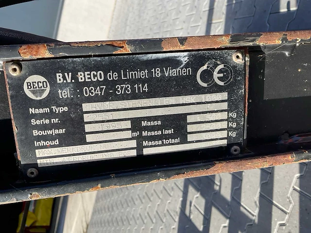 1995 beco hsk 1000 hydraulische stenenklem - afbeelding 4 van  5