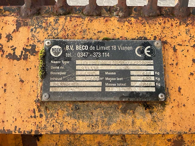 1995 beco ldb50-14 shovel schepbak / volumebak - afbeelding 6 van  8