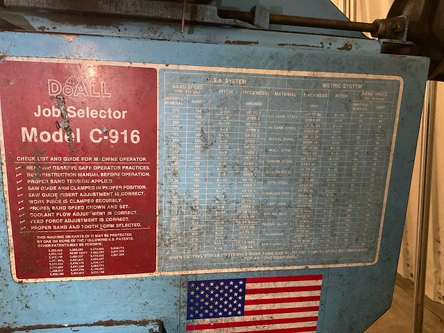 1995 doall c916m metalen horizontale lintzaagmachine - afbeelding 9 van  14