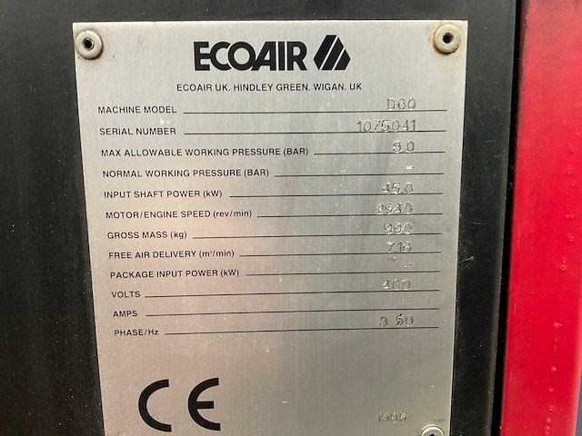 1995 ecoair d60 luchtcompressor - afbeelding 6 van  6