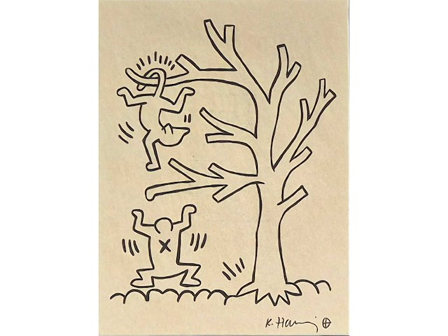 1995 gouache keith haring - afbeelding 1 van  4