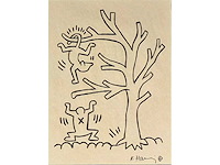 1995 gouache keith haring - afbeelding 1 van  4