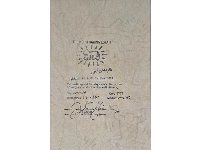 1995 gouache keith haring - afbeelding 3 van  4