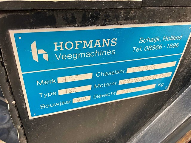 1995 hofmans hmf185 straatveegmachine - afbeelding 10 van  14