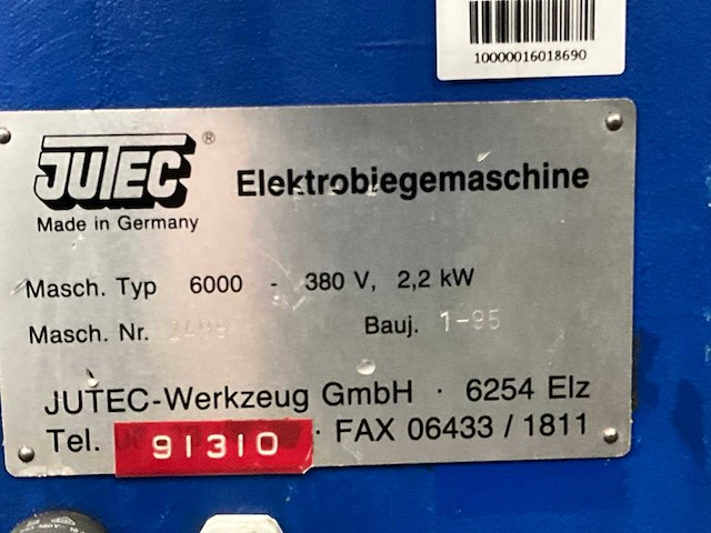 1995 jutec modell 6000 buigmachine - afbeelding 8 van  8