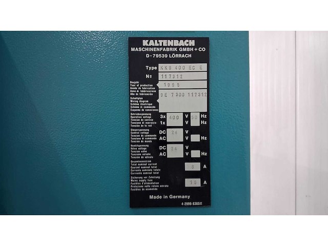 1995 kaltenbach kks 400 ec metaalcirkelzaagmachine - afbeelding 7 van  19