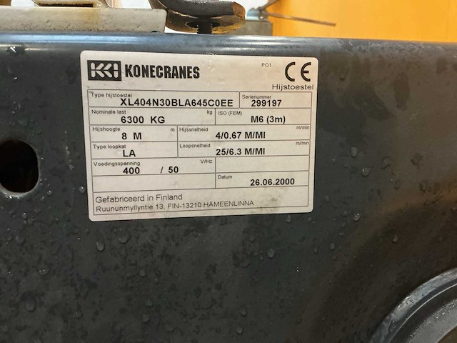 1995 konecranes 6.300 kg x 24,16 m bovenloopkraan - afbeelding 3 van  18