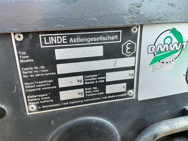 1995 linde h25 vorkheftruck - afbeelding 5 van  12