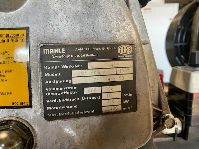 1995 mahle mek-2n-601/250fh luchtcompressor - afbeelding 3 van  3